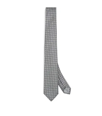 Giorgio Armani Silk Geometric Tie In Gray