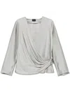 Giorgio Armani Wrap Design Shirt With Draped Detailing In グレー