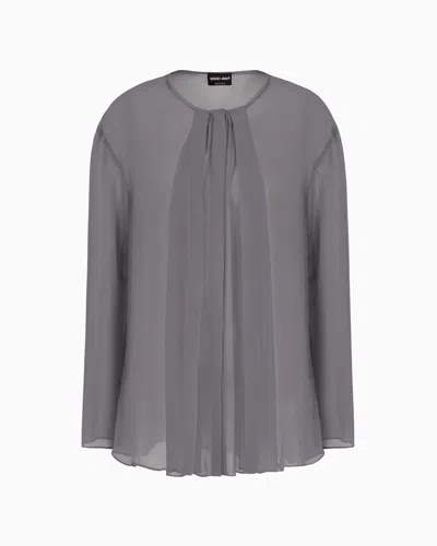 Giorgio Armani Silk Georgette Shirt In Gray