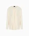 Giorgio Armani Silk Draped Shirt Front Pleats In Sand