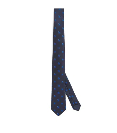 Giorgio Armani Silk Gorilla Jacquard Tie In Blue