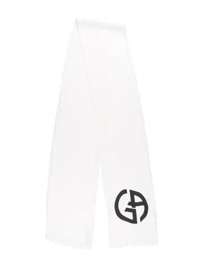 Pre-owned Giorgio Armani Silk Graphic Print Scarf In Neutrals