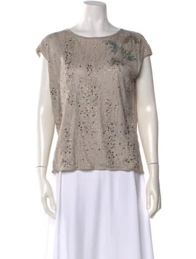 Pre-owned Giorgio Armani Silk Graphic Print Top In Multi