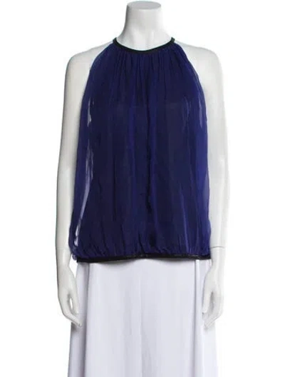 Pre-owned Giorgio Armani Silk Halterneck Blouse In Blue
