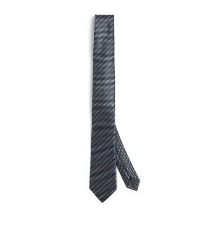 Giorgio Armani Silk Herringbone Tie In Black