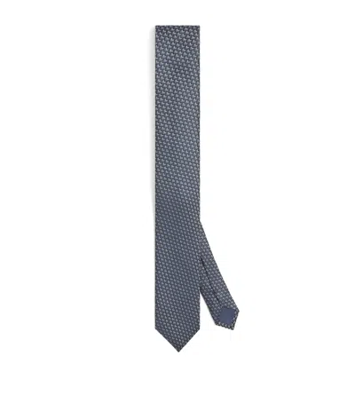 Giorgio Armani Silk Herringbonetie In Blue