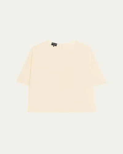 Giorgio Armani Silk Hidden-zip T-shirt In Neutral
