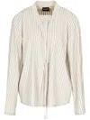 Giorgio Armani Silk Jersey And Suede Jacket In Neutral