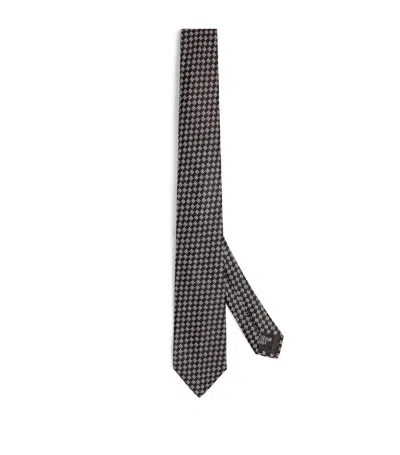 Giorgio Armani Silk Jacquard Geometric Tie In Black