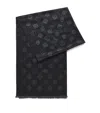 Giorgio Armani Silk Jacquard Stole Scarf In Black