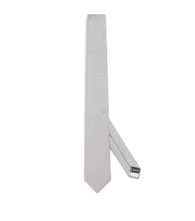 Giorgio Armani Silk Jacquard Tie In White