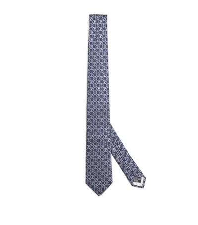 Giorgio Armani Silk Jacquard Tie In Blue
