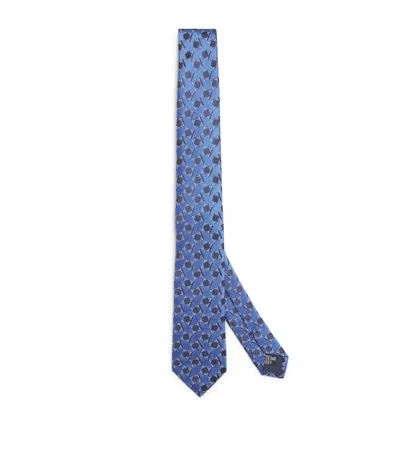 Giorgio Armani Silk Jacquard Tie In Blue