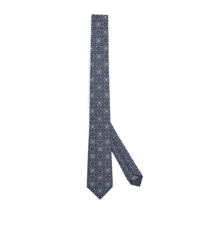 Giorgio Armani Silk Jacquard Tie In Blue