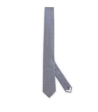 Giorgio Armani Silk Jacquard Tie In Blue