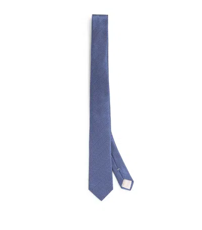 Giorgio Armani Silk Jacquard Tie In Blue
