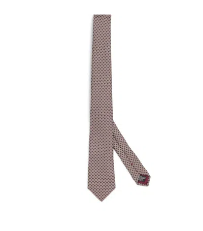 Giorgio Armani Silk Jacquard Tie In Brown