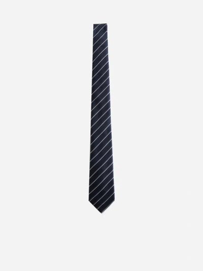 Giorgio Armani Silk Jacquard Tie In Midnight Blue