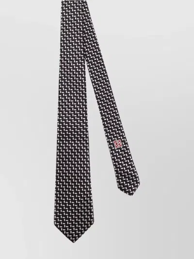 Giorgio Armani Silk Jacquard Tie Monogram Detail In Black