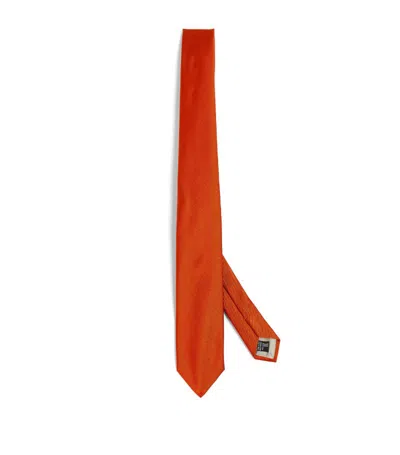 Giorgio Armani Silk Jacquard Tie In Orange