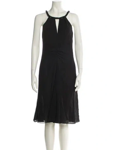 Pre-owned Giorgio Armani Silk Knee-length Dress W/ Tags In Black