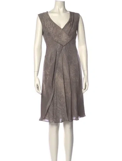 Pre-owned Giorgio Armani Silk Knee-length Dress W/ Tags In Gray