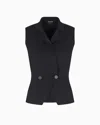 Giorgio Armani Silk Knit Double-breasted Gilet In Black