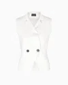 Giorgio Armani Silk Knit Double-breasted Gilet In White