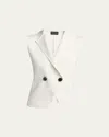 Giorgio Armani Silk Knit Single-breasted Vest In White