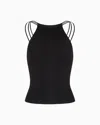 Giorgio Armani Silk Knit Top In Black