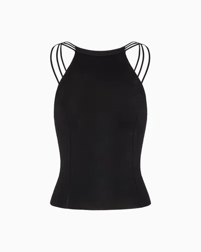 Giorgio Armani Silk Knit Top In Black