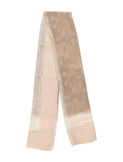 Pre-owned Giorgio Armani Silk Lace Pattern Scarf In Neutrals