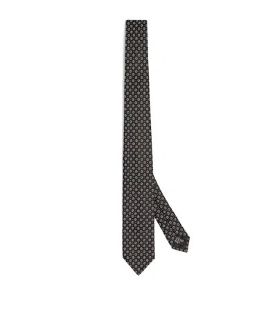 Giorgio Armani Silk Logo Tie In Black
