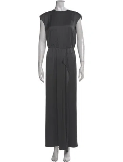 Pre-owned Giorgio Armani Silk Long Dress In Gray