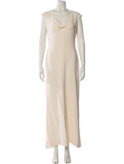 Pre-owned Giorgio Armani Silk Long Dress In Neutral