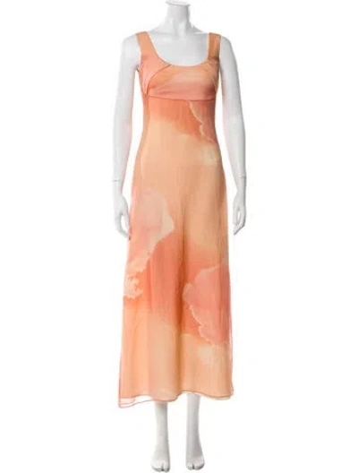 Pre-owned Giorgio Armani Silk Long Dress In Orange