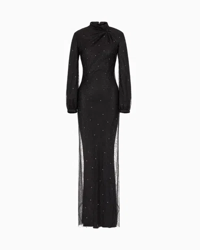 Giorgio Armani Silk Long Dress With Rhinestone Embroidery
