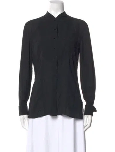 Pre-owned Giorgio Armani Silk Long Sleeve Blouse In Black