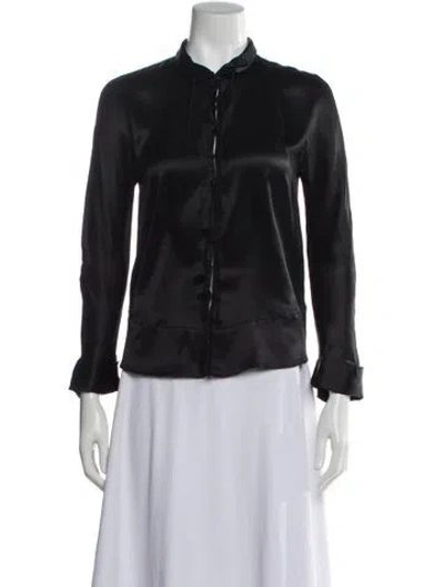 Pre-owned Giorgio Armani Silk Long Sleeve Blouse In Black