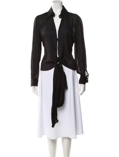 Pre-owned Giorgio Armani Silk Long Sleeve Blouse In Black