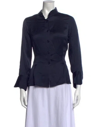 Pre-owned Giorgio Armani Silk Long Sleeve Blouse In Blue