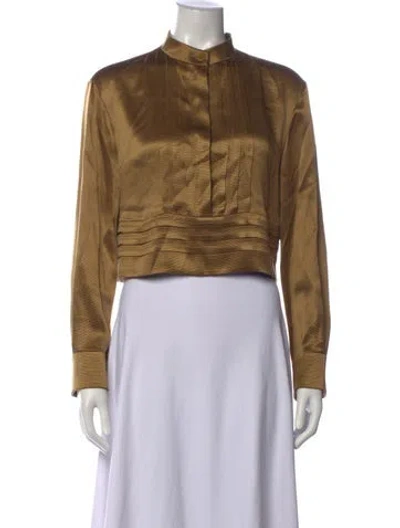 Pre-owned Giorgio Armani Silk Long Sleeve Blouse In Gold/metallic