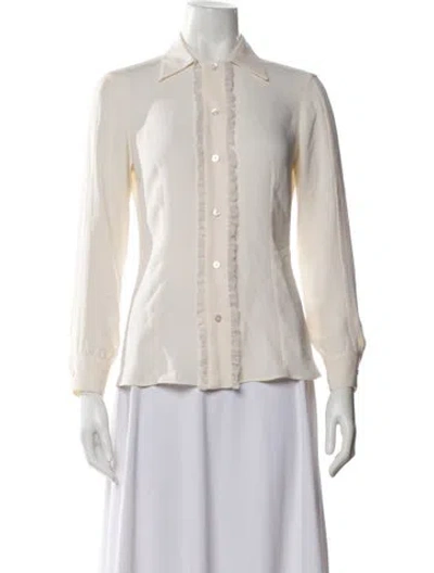 Pre-owned Giorgio Armani Silk Long Sleeve Blouse In Neutral