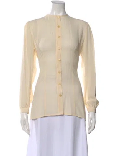 Pre-owned Giorgio Armani Silk Long Sleeve Blouse In Neutral