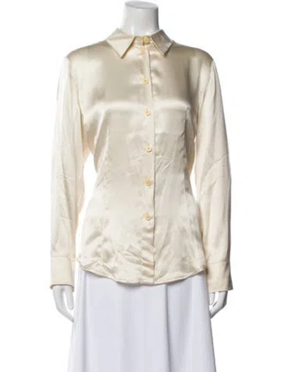 Pre-owned Giorgio Armani Silk Long Sleeve Blouse In Neutral