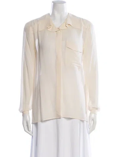 Pre-owned Giorgio Armani Silk Long Sleeve Blouse In Neutral