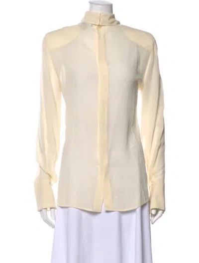 Pre-owned Giorgio Armani Silk Long Sleeve Blouse In Neutral