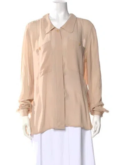 Pre-owned Giorgio Armani Silk Long Sleeve Blouse In Pink