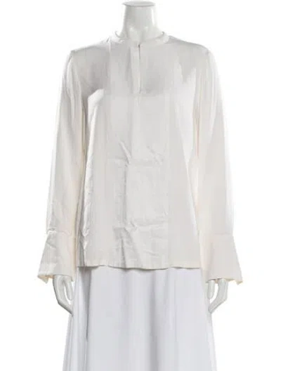 Pre-owned Giorgio Armani Silk Long Sleeve Blouse In White