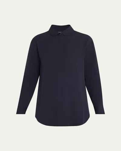 Giorgio Armani Silk Long-sleeve Button-down Shirt In Blue